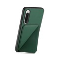 For Sony Xperia 10 V D04 Calf Texture Dual Card Slot Holder Phone Case(Green)