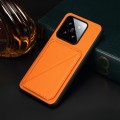 For Xiaomi 14 D04 Calf Texture Dual Card Slot Holder Phone Case(Orange)