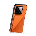 For Xiaomi 14 D04 Calf Texture Dual Card Slot Holder Phone Case(Orange)