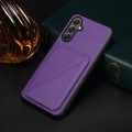 For Samsung Galaxy A35 5G D04 Calf Texture Dual Card Slot Holder Phone Case(Purple)