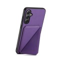 For Samsung Galaxy A35 5G D04 Calf Texture Dual Card Slot Holder Phone Case(Purple)