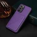 For Samsung Galaxy A23 D04 Calf Texture Dual Card Slot Holder Phone Case(Purple)