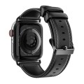 For Apple Watch SE 2023 44mm DUX DUCIS Business Genuine Leather Watch Strap(Black)