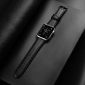 For Apple Watch Series 9 45mm DUX DUCIS Business Genuine Leather Watch Strap(Black)