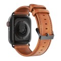 For Apple Watch Series 9 45mm DUX DUCIS Business Genuine Leather Watch Strap(Khaki)