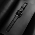 For Apple Watch Series 8 45mm DUX DUCIS Business Genuine Leather Watch Strap(Black)