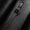 For Apple Watch SE 2022 44mm DUX DUCIS Business Genuine Leather Watch Strap(Coffee)