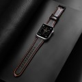 For Apple Watch SE 44mm DUX DUCIS Business Genuine Leather Watch Strap(Coffee)