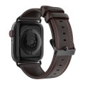 For Apple Watch Series 3 38mm DUX DUCIS Business Genuine Leather Watch Strap(Coffee)