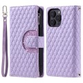 For iPhone 15 Pro Max Glitter Lattice Zipper Wallet Leather Phone Case(Purple)