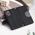 For iPhone 15 Pro Glitter Lattice Zipper Wallet Leather Phone Case(Black)