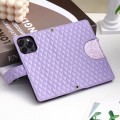 For iPhone 15 Pro Glitter Lattice Zipper Wallet Leather Phone Case(Purple)