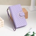 For iPhone 15 Plus Glitter Lattice Zipper Wallet Leather Phone Case(Purple)