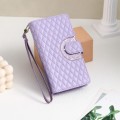 For iPhone 15 Glitter Lattice Zipper Wallet Leather Phone Case(Purple)