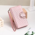 For iPhone 15 Glitter Lattice Zipper Wallet Leather Phone Case(Rose Gold)