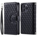 For iPhone 14 Pro Glitter Lattice Zipper Wallet Leather Phone Case(Black)
