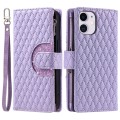 For iPhone 11 Glitter Lattice Zipper Wallet Leather Phone Case(Purple)