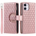 For iPhone 11 Glitter Lattice Zipper Wallet Leather Phone Case(Rose Gold)