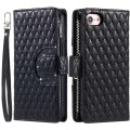 For iPhone 7 / 8 / SE 2022 Glitter Lattice Zipper Wallet Leather Phone Case(Black)
