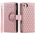 For iPhone 7 / 8 / SE 2022 Glitter Lattice Zipper Wallet Leather Phone Case(Rose Gold)