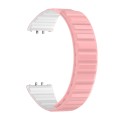 For Samsung Galaxy Fit 3 Two Color Magnetic Silicone Watch Band(White Pink)
