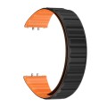 For Samsung Galaxy Fit 3 Two Color Magnetic Silicone Watch Band(Black Orange)