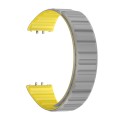 For Samsung Galaxy Fit 3 Two Color Magnetic Silicone Watch Band(Grey Yellow)