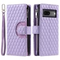 For Google Pixel 7 5G Glitter Lattice Zipper Wallet Leather Phone Case(Purple)