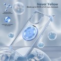 For iPhone 15 Pro Gold Shield CD Pattern MagSafe Magnetic Phone Case with Rotating Stand(Transparent