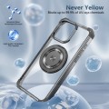 For iPhone 15 Plus Gold Shield CD Pattern MagSafe Magnetic Phone Case with Rotating Stand(Transparen
