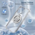 For iPhone 15 Plus Gold Shield CD Pattern MagSafe Magnetic Phone Case with Rotating Stand(Transparen