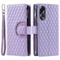 For OPPO A58 4G Glitter Lattice Zipper Wallet Leather Phone Case(Purple)