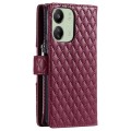 For Xiaomi Redmi 13C 4G/5G Glitter Lattice Zipper Wallet Leather Phone Case(Wine Red)