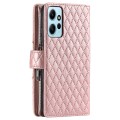 For Xiaomi Redmi Note 12 4G Global Glitter Lattice Zipper Wallet Leather Phone Case(Rose Gold)