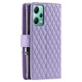 For Xiaomi Redmi Note 12 5G Glitter Lattice Zipper Wallet Leather Phone Case(Purple)