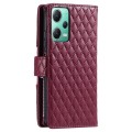 For Xiaomi Redmi Note 12 5G Glitter Lattice Zipper Wallet Leather Phone Case(Wine Red)