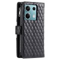 For Xiaomi Redmi Note 13 4G Global Glitter Lattice Zipper Wallet Leather Phone Case(Black)
