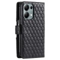 For Xiaomi Redmi Note 13 Pro 4G Global Glitter Lattice Zipper Wallet Leather Phone Case(Black)