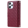 For Xiaomi Poco M6 Pro 5G Glitter Lattice Zipper Wallet Leather Phone Case(Wine Red)