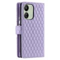 For Xiaomi Redmi 13R Glitter Lattice Zipper Wallet Leather Phone Case(Purple)