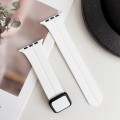 For Apple Watch SE 2023 44mm Magnetic Square Buckle Silicone Watch Band(White)