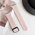 For Apple Watch SE 2023 44mm Magnetic Square Buckle Silicone Watch Band(Sand Pink)