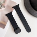 For Apple Watch SE 2023 44mm Magnetic Square Buckle Silicone Watch Band(Black)