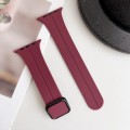 For Apple Watch SE 2023 44mm Magnetic Square Buckle Silicone Watch Band(Wine Red)