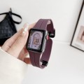 For Apple Watch Series 9 45mm Magnetic Square Buckle Silicone Watch Band(Fruit Purple)