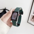 For Apple Watch Series 9 45mm Magnetic Square Buckle Silicone Watch Band(Pine Green)