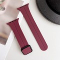 For Apple Watch Series 8 41mm Magnetic Square Buckle Silicone Watch Band(Wine Red)