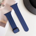 For Apple Watch Series 8 45mm Magnetic Square Buckle Silicone Watch Band(Midnight Blue)