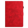 For Amazon Kindle Paperwhite 4/3/2/1 Coconut Tree Embossed Smart Leather Tablet Case(Red)