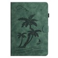 For Amazon Kindle Paperwhite 4/3/2/1 Coconut Tree Embossed Smart Leather Tablet Case(Green)